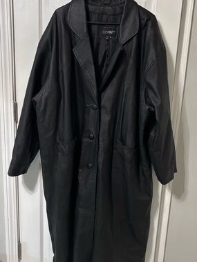 Vtg y2k maxi leather trench coat